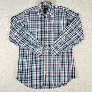 Peter Millar Men's M Cotton Multicolor Plaid‎ Long Sleeve Button Down Shirt READ